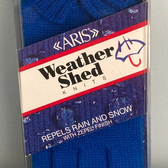 Aris Isotoner Weather Shed Blue Knit Winter Gloves NOS - Picture 5 of 5